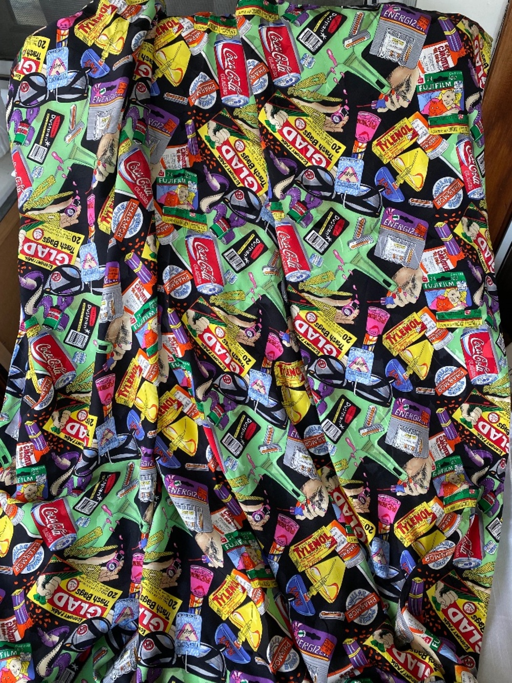 Nicole Miller 1991 Vintage silk scarf, Household/Pop Art design